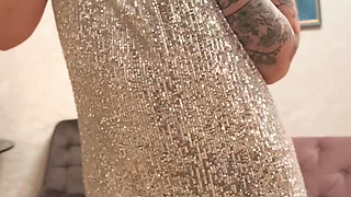 Short dress, high heels teasing