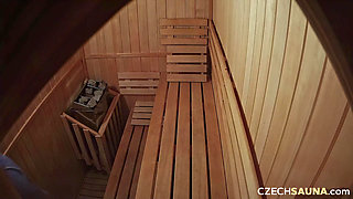 Czech Sauna 2: Solo Brunette’s Hot Pussy Steams in the Sauna