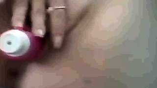 peeking at my stepsister as she toys on bed