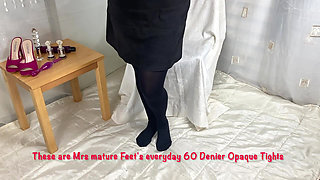 Mrs Mature Feet asked to wear Thick Opaque Tights