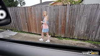 Bangbros - candy lane enjoys every moment in the bang bus and smirks as she gets a dirty facial cumshot