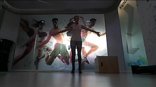 Cute Teen Doing Gym Warmup