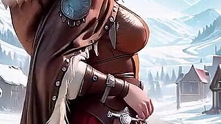 Redhead Warrior in Snow! Forbidden Leather Armor Seduction in Medieval Village. Cold Queen Unzips Her Gear & Goes Wild!