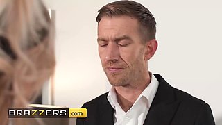 A security guard fucks a beautiful bitch with fake tits in front of her husband's eyes