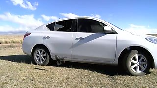 Christal masturbates in the back of her car - WeAreHairy
