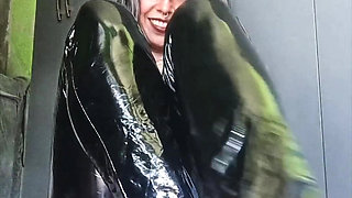 Shiny Pvc Suit Masturbation - Loud Squeaks While I Rub Myself