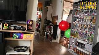 Student with Her 2 Balls Takes Her Stepbrother.