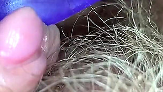 Extreme closeup big clit licking toy orgasm hairy pussy