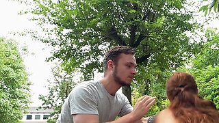 Sexy babe getting an unexpected rough outdoor picnic fucking
