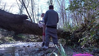 Russian Young Couple Outdoors Filming Doggy Style Classic Sex