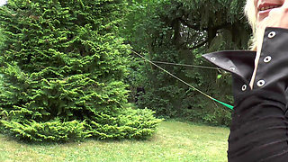 The Older Women Are Masturbating Each Other and Pleasuring Themselves with Dildos in the Garden.
