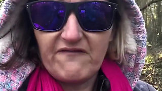 It's Rather Nippy Out! Playing with My Boobs and Bush During a Freezing Walk in the Woods!