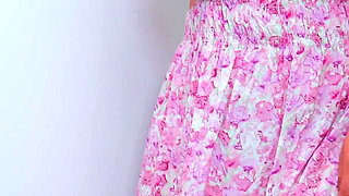 Horny MILF Masturbates in a Dress Without Underwear.