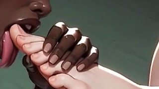 Blonde Queen Foot Domination - Ebony Slave Passionately Sucking Her Feet