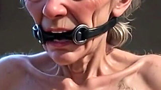 90 Year Old Granny with Hairy Pussy in Bondage - Desperate for Big Cock Creampie