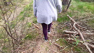 Hard Slapping Her Tits While Hiking Through the Woods