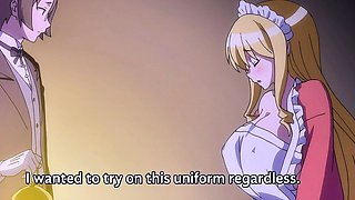Blonde maid serves creamy morning ride in vintage uniform