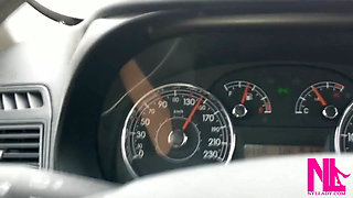 Revving, Driving and Pedal Pumping on the Way in Red Pumps