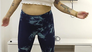 Yoga Training Warmup Jumping Jacks Skipping Rope Big Tits