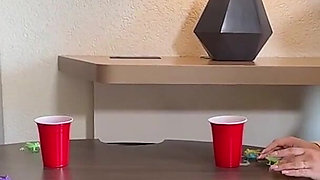 Two Sexy MILFs Stripping Down While Playing a Naughty Lesbo Game