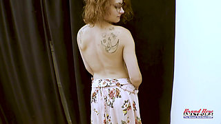 Petite Inked Redhead Coed Luna Parish Handjob Rimjob Greedy Swallow!