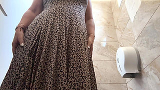 Horny MILF Step Mommy Rubs Her Wet Pussy in Office Public Restroom