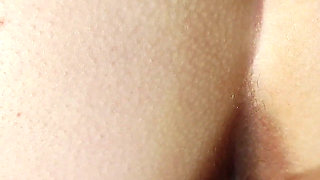 Rubbing leaking cum all over MILF's pussy lips