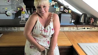Boris Schwarz Fucks Hairy MILF in Kitchen - Blonde German Housewife Gets Cum on Pussy
