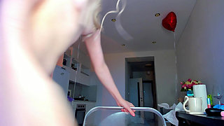 This Cute Girl Plays with Her Pussy Doggy Style