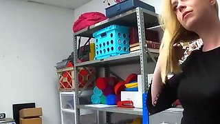 Busty ash-blonde gets a warm hj before he starts some