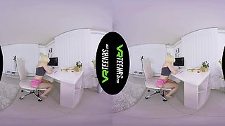 Petite Teen Masturbating In The Office Vr - Solo Masturbation