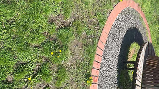 Sexy Hot Stepmom Is Horny and Caresses Herself on a Park Bench