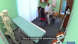 Sexy sales lady makes doctor cum twice as they strike a deal
