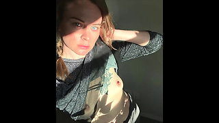 Boyfriend fucking submissive girlfriend with a huge dildo