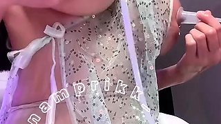 Stacked brunette goes solo toys and masturbation