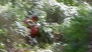 Skinny Teen Vladana fucked in the ass by step dad and friend in the forest