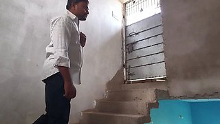 18 years old virgin school girl romance and boobs press with her boyfriend in school balcony