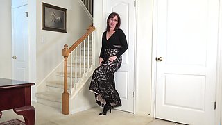 Curvy BBW babe with luscious brown locks indulges in erotic self-pleasure session