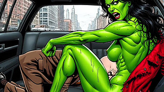 Horny Muscular MILF Dominatrix Fucks in the Car