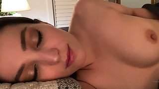 Cute amateur brunette naughty in solo jerking show on camera