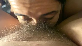 Lesbian Sucking Very Hairy and Wet Pussy