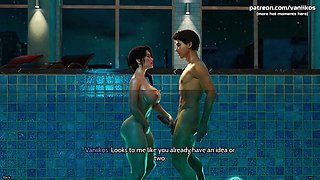 Freshwomen - Busty Young Babe with a Big Ass Rides a Big Cock by the Pool and Swallows Cum - 3D Animated Porn Game - Part 4