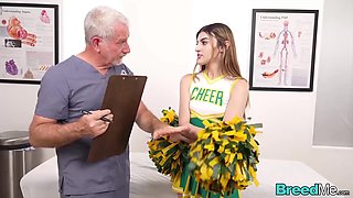 Cheerleader Julia James in Green & Yellow Uniform Gets Her Bare Breasts [censored]