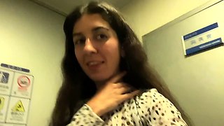 Crazy CUMWALK in Big AIRPORT Full of People Risky Public