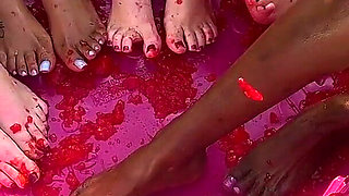 Five Cruel Goddesses Humiliate Your Tiny Dick with Jello Between Our Perfect Toes