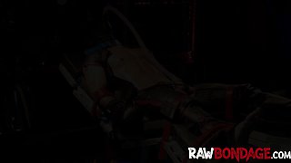 Sweaty jock foot licking and deepthroating in raw bondage