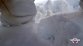 Nippleringlover Horny Milf Pissing In Snow Flashing Pierced Pussy Extreme Stretched Nipple Piercings