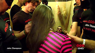 Horny Slut Gangbanged Hard by Multiple Cocks and Covered in Cum