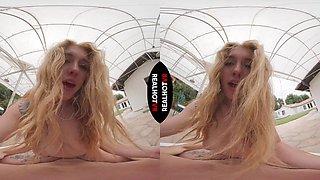 Blonde's Outdoor VR Passion Unleashes Wild Creampie Sensual Heat