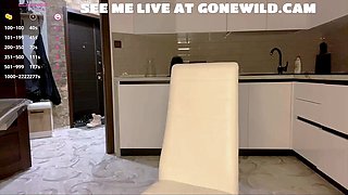 Thin Blond in Wool Coat Displays Culo in Kitchen Web cam